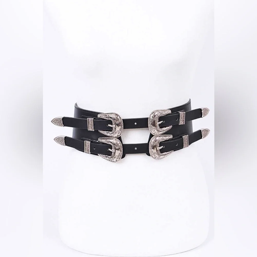 Leather Western Wide Corset Statement Belt